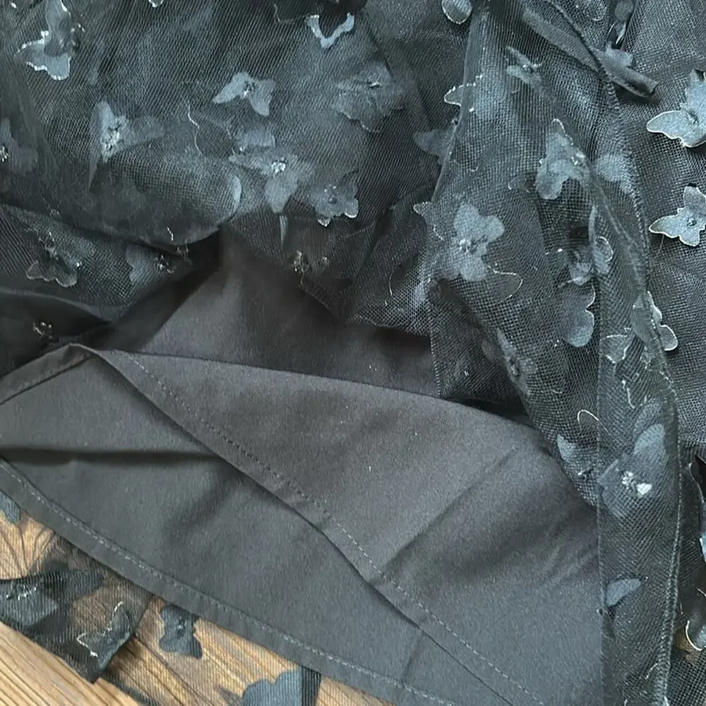 Thirty Thirty LA 3D Butterfly Babydoll Dress, Black S Mini Dress - Picture 8 of 9